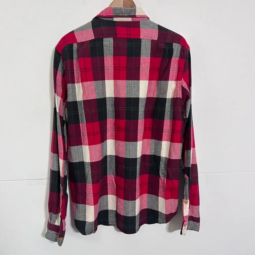 Vintage J Crew Mens Flannel-Slim Fit Shirt Size L Multicolor Plaid Long Sleeve
